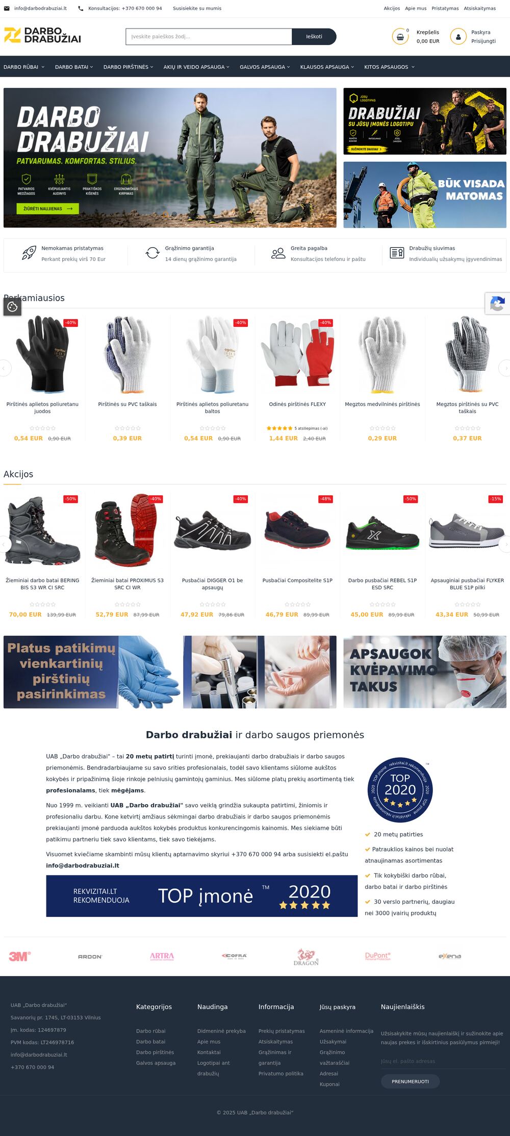 darbodrabuziai.lt — vêtements de travail en ligne — capture d'écran du site