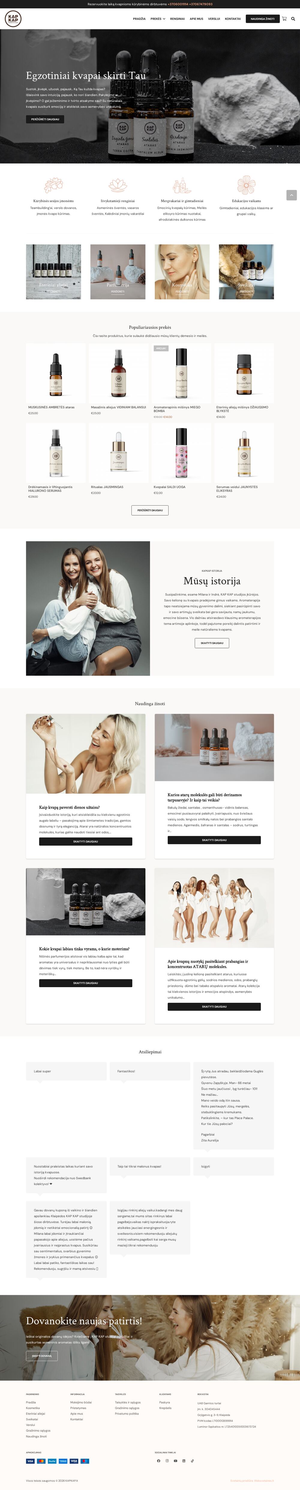 kapkap.lt — création de la boutique en ligne et Google Analytics — capture d'écran du site