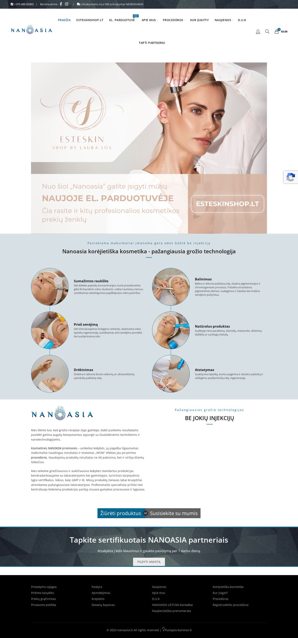 nanoasia.lt — boutique de cosmétiques coréens — capture d'écran du site